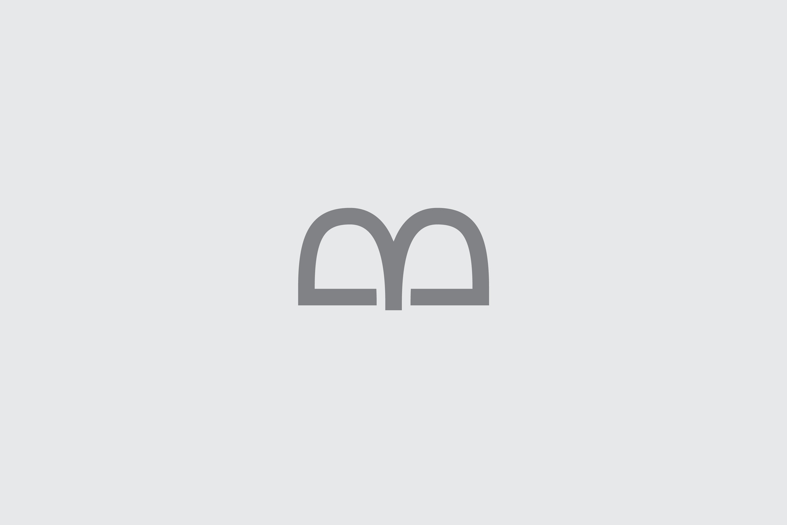 Minimalist logo monogram for the Valens Beton brand formed from initials V and B, inspired by Roman arches, Mirko Maglica