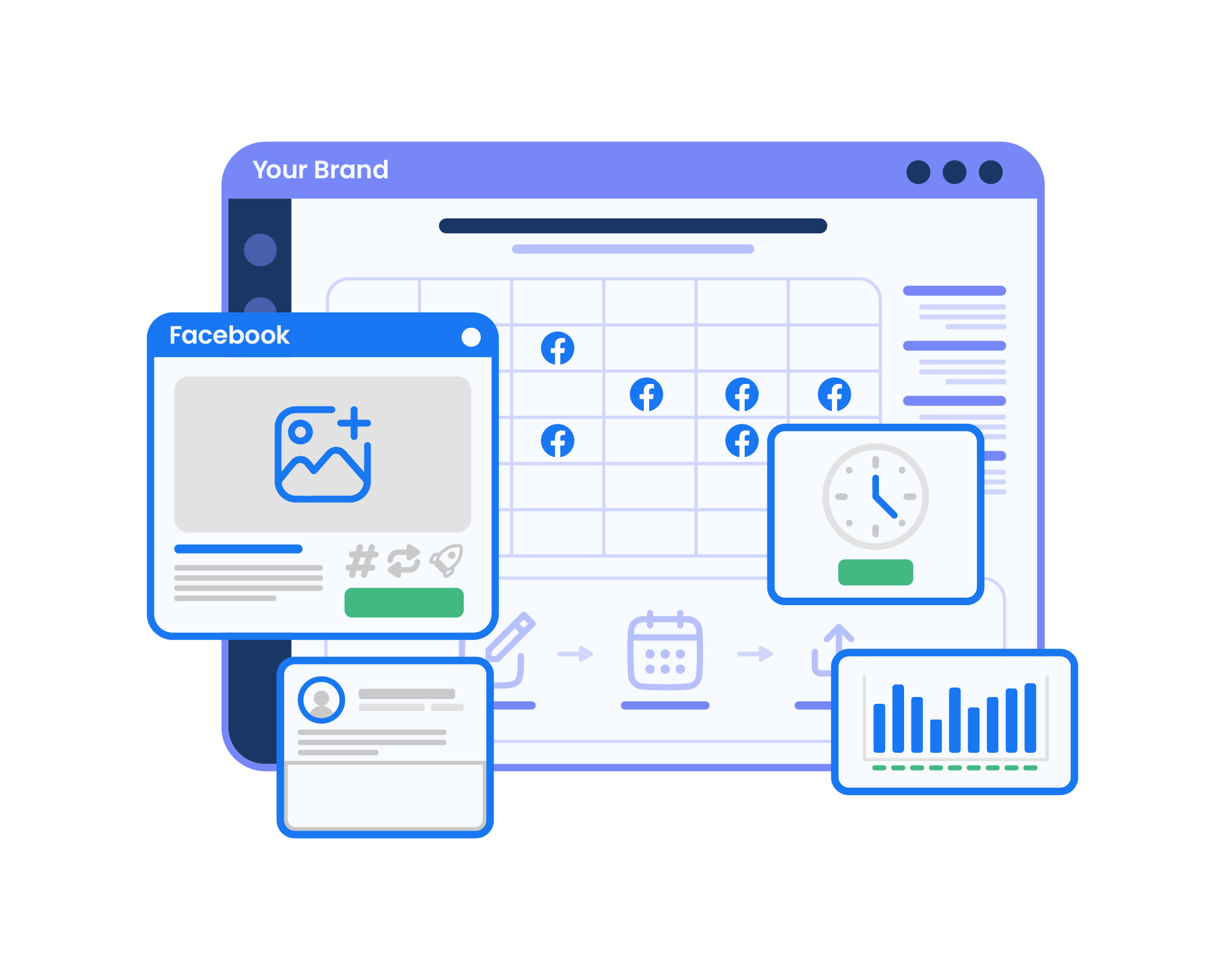 Facebook post scheduler dashboard preview
