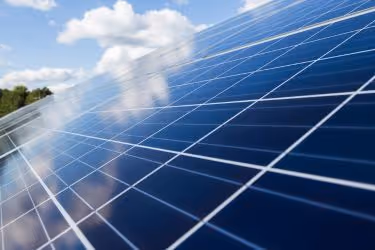 Solar panel on a cloudy day