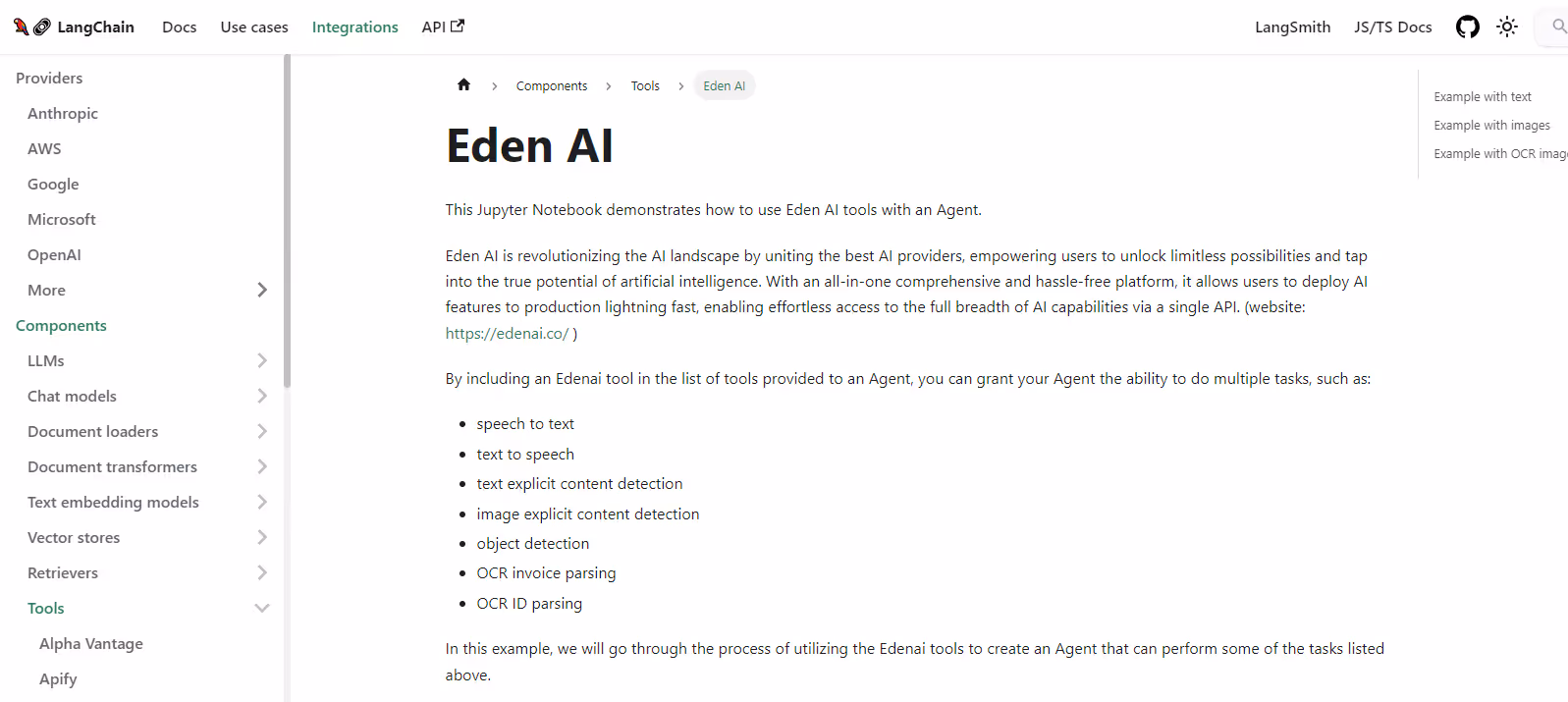 Intégrations d'Eden AI sur LangChain