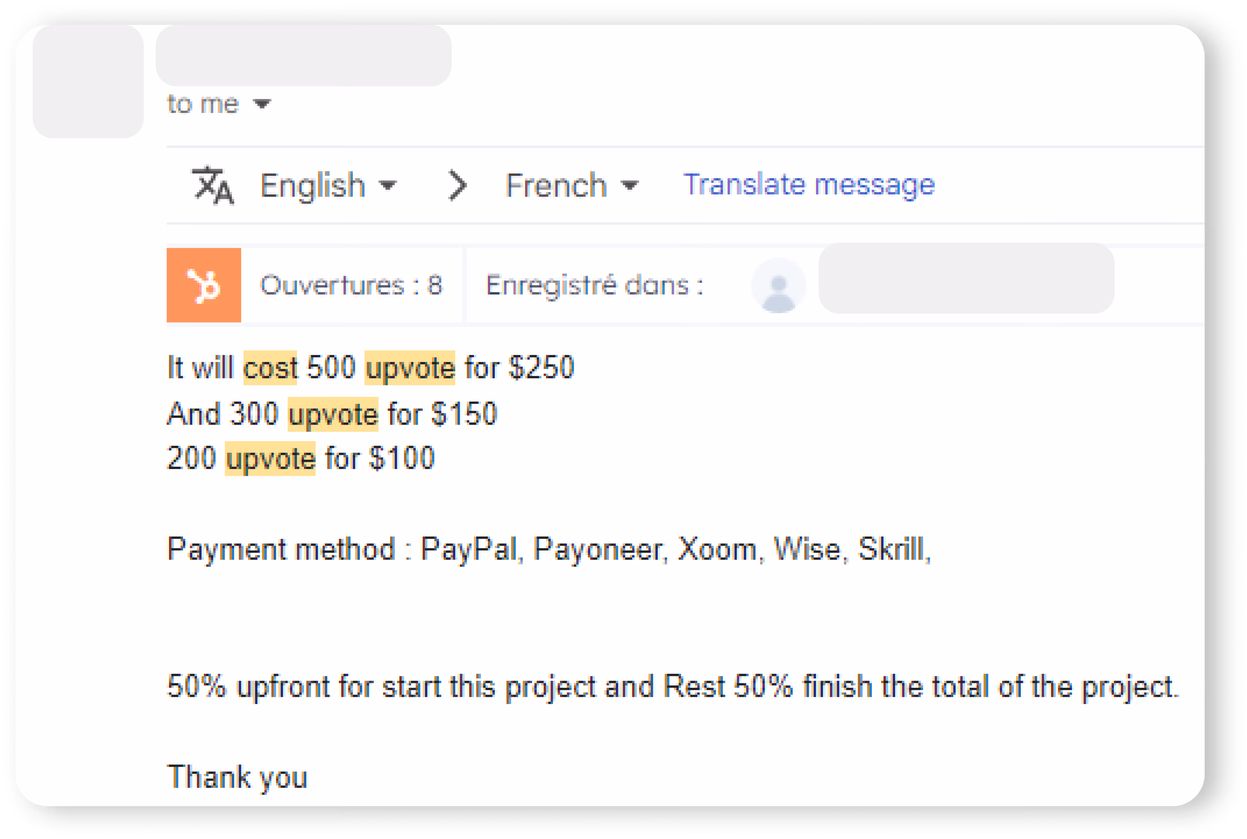 Vote sales email screenshot‍