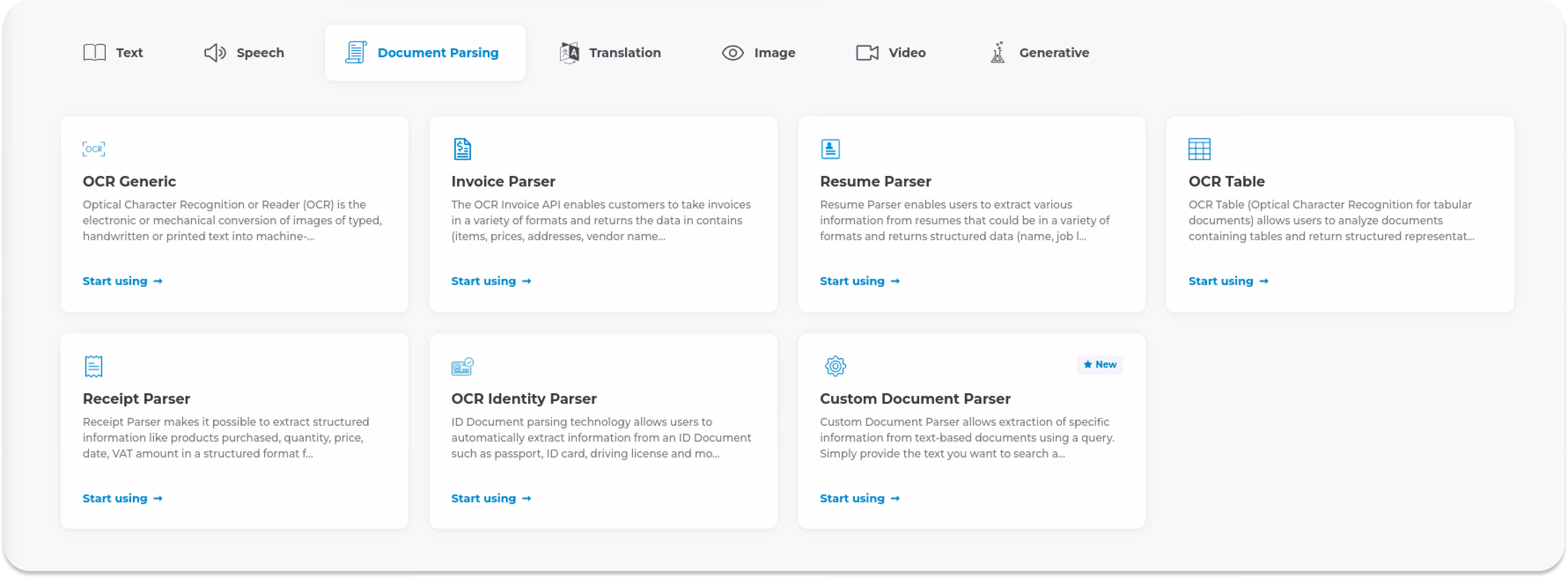Document Parsing technologies