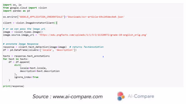 Google Cloud's OCR coding