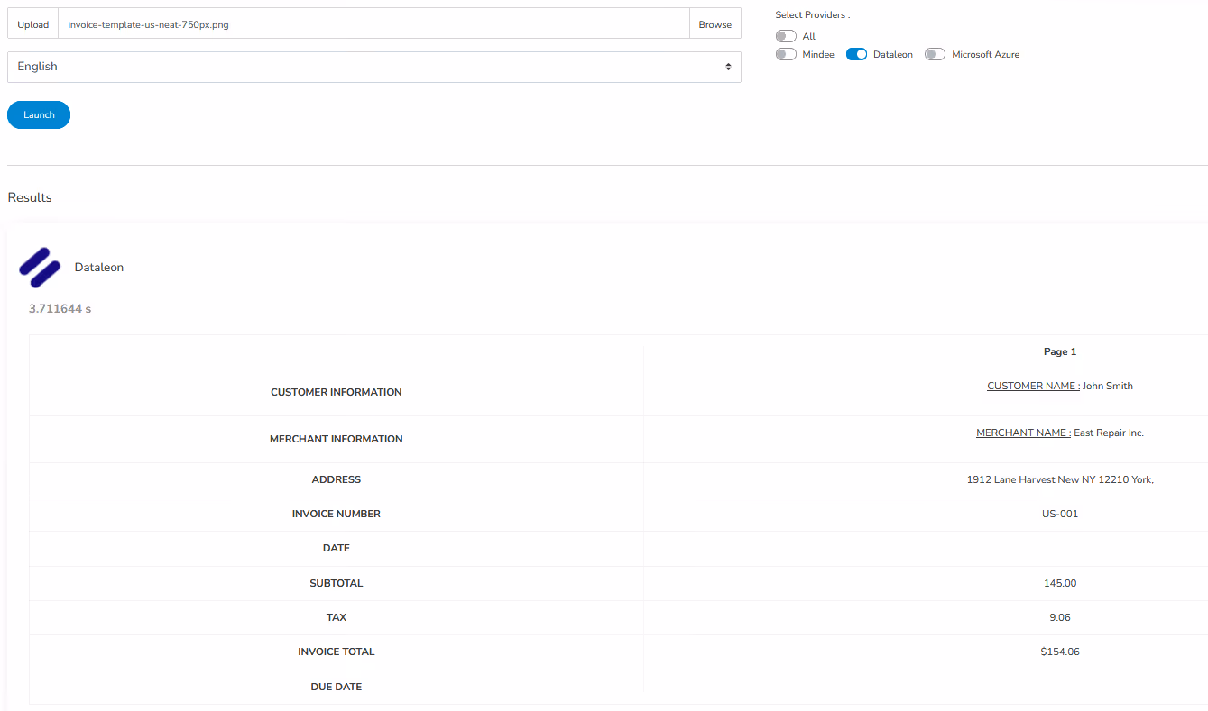 Dataleon on Eden AI's platform