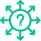 Question mark with multiple outbound arrows icon