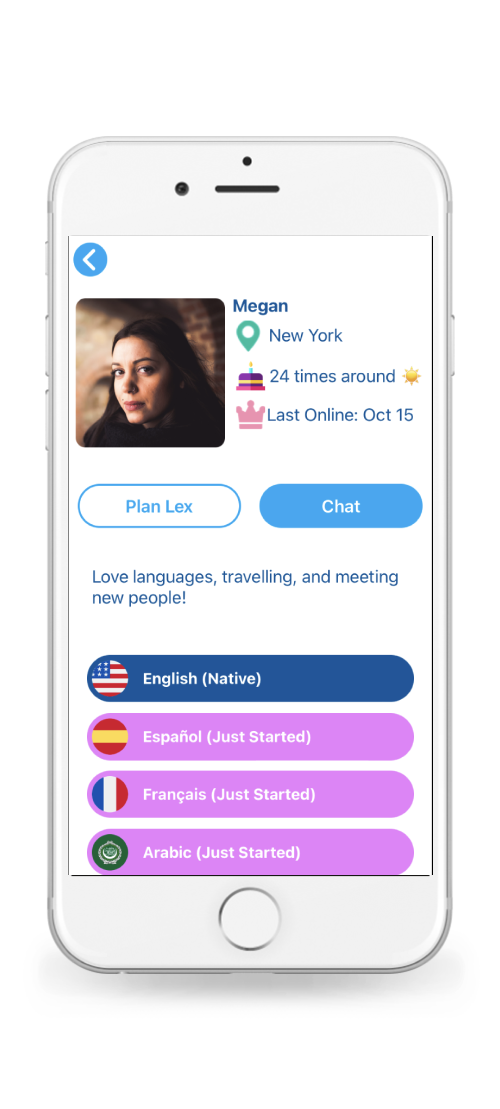 Lexody Apple app - language exchange profile