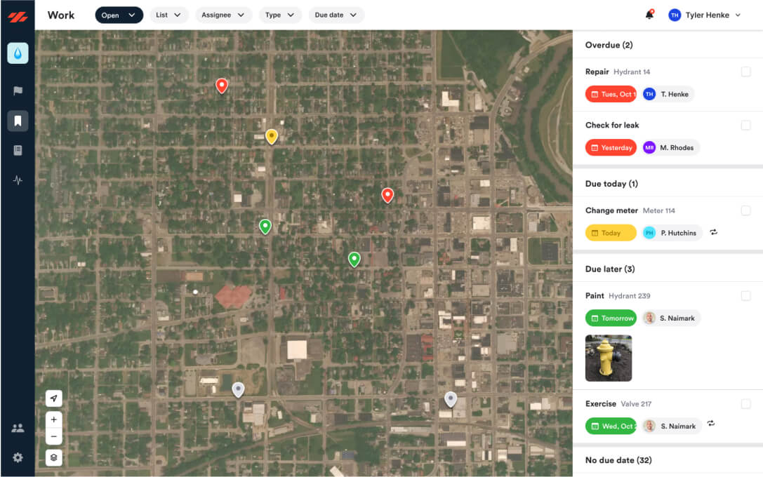 Ziptility web dashboard for utility asset management with GIS map and work order tracking