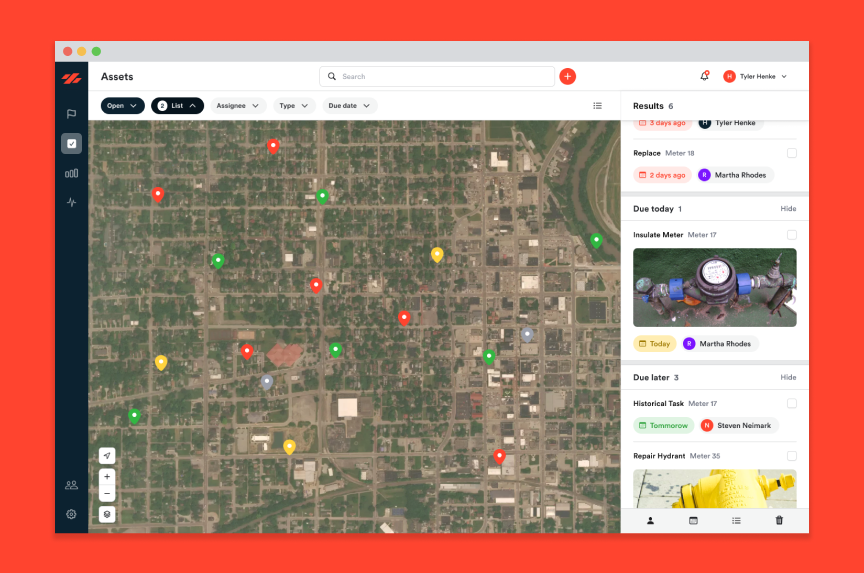 Ziptility utility asset management GIS map with detailed infrastructure data layers and icons