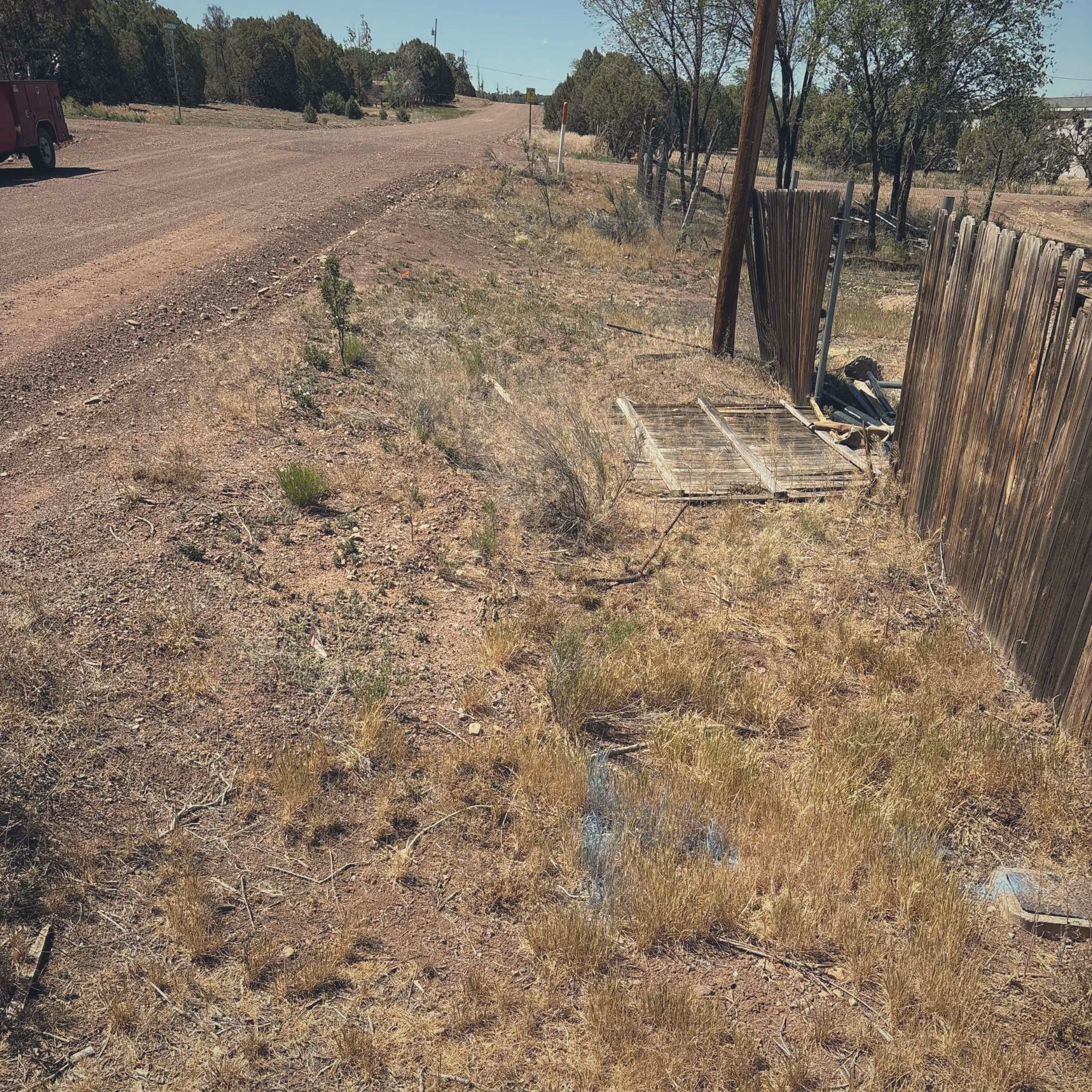Locate marks tracing a buried utility easement through grass