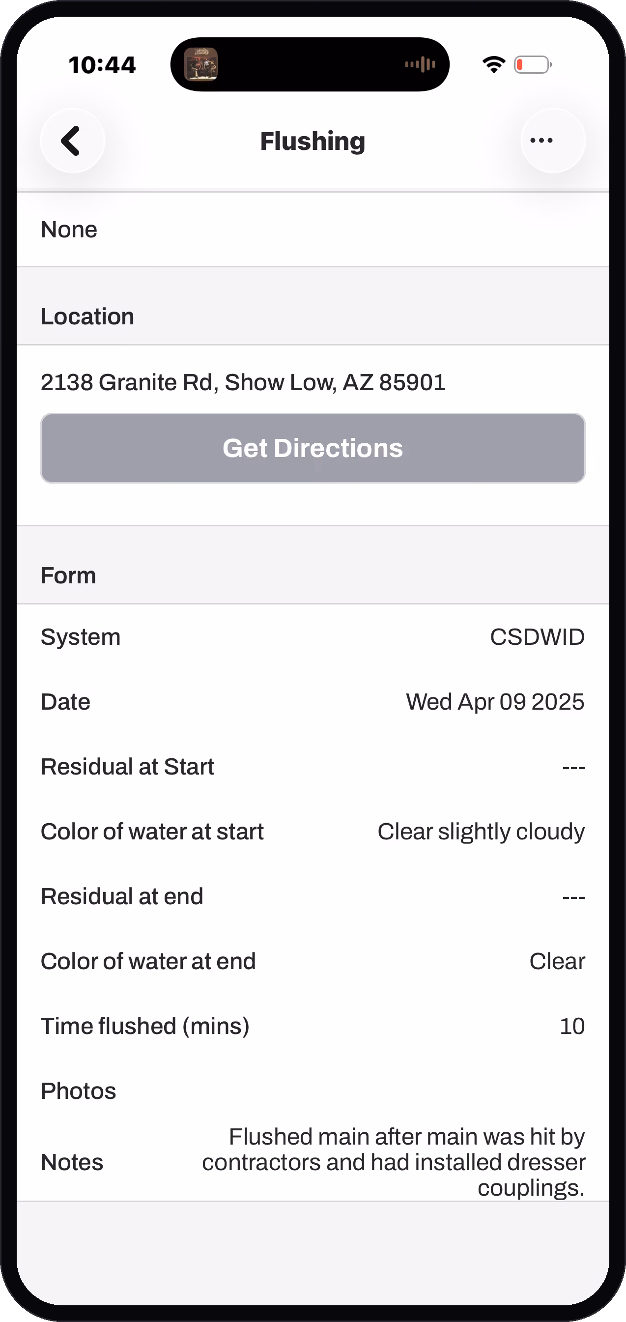 A recurring maintenance task scheduled in the Ziptility app