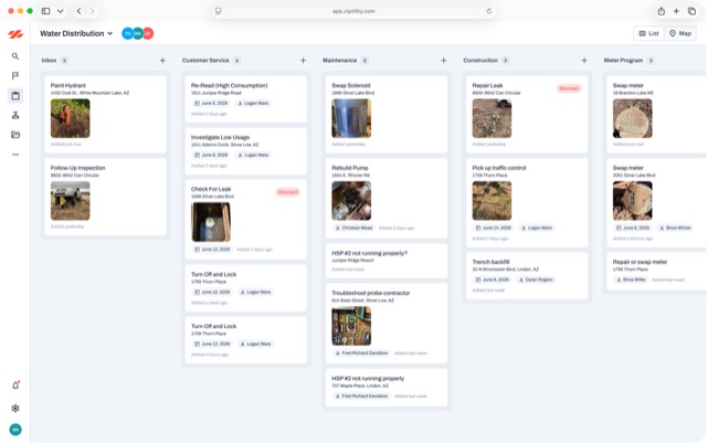 The task board in the Ziptility app