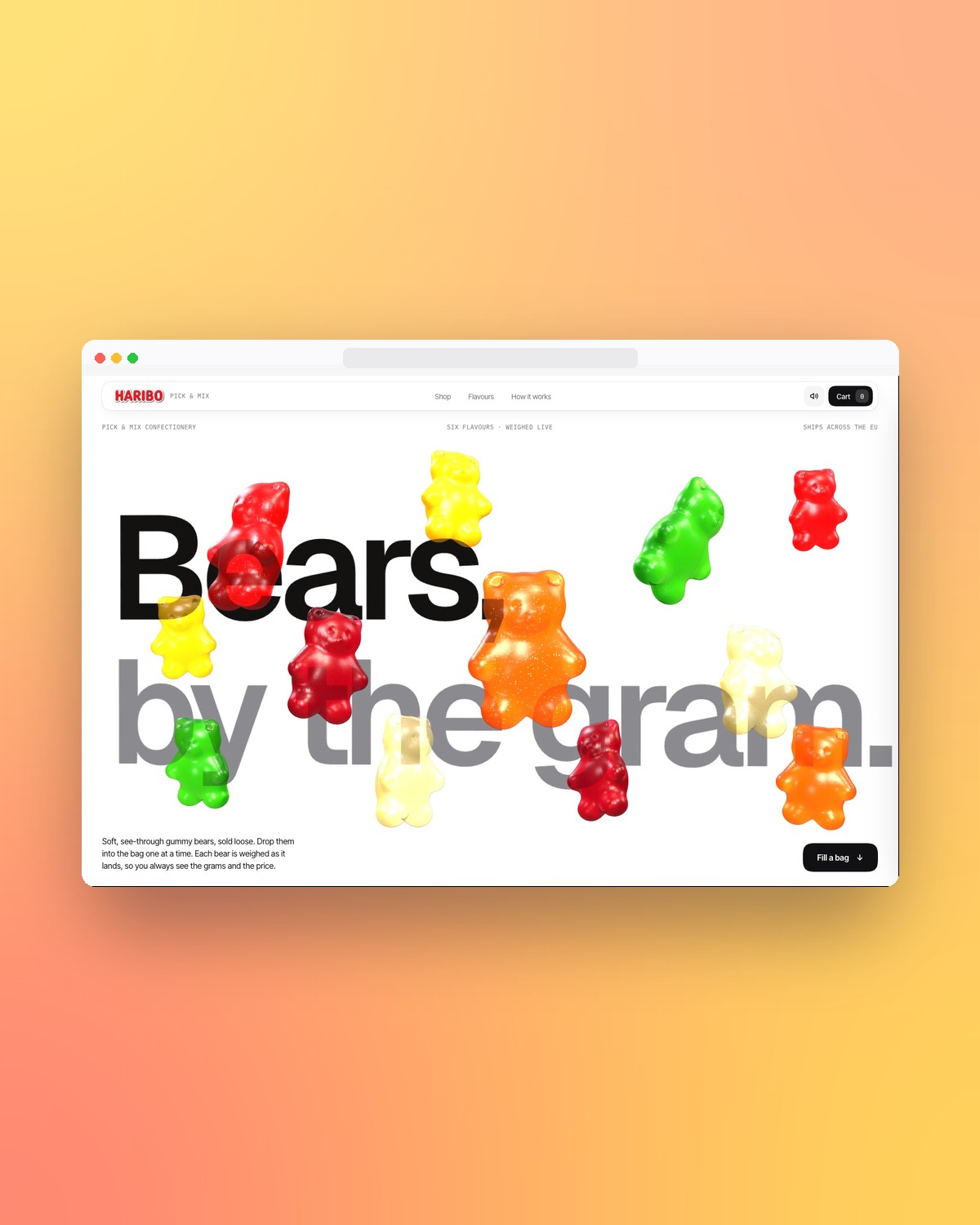 Haribo Pick & Mix website in a browser frame
