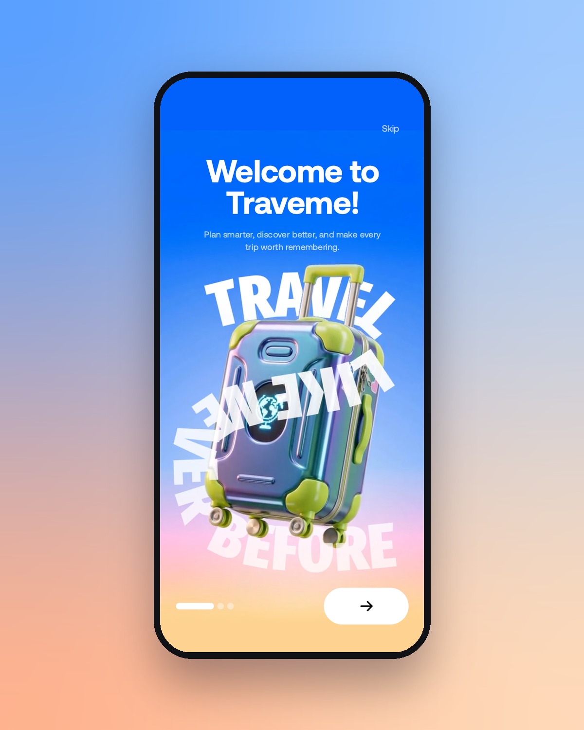 Traveme app on an iPhone