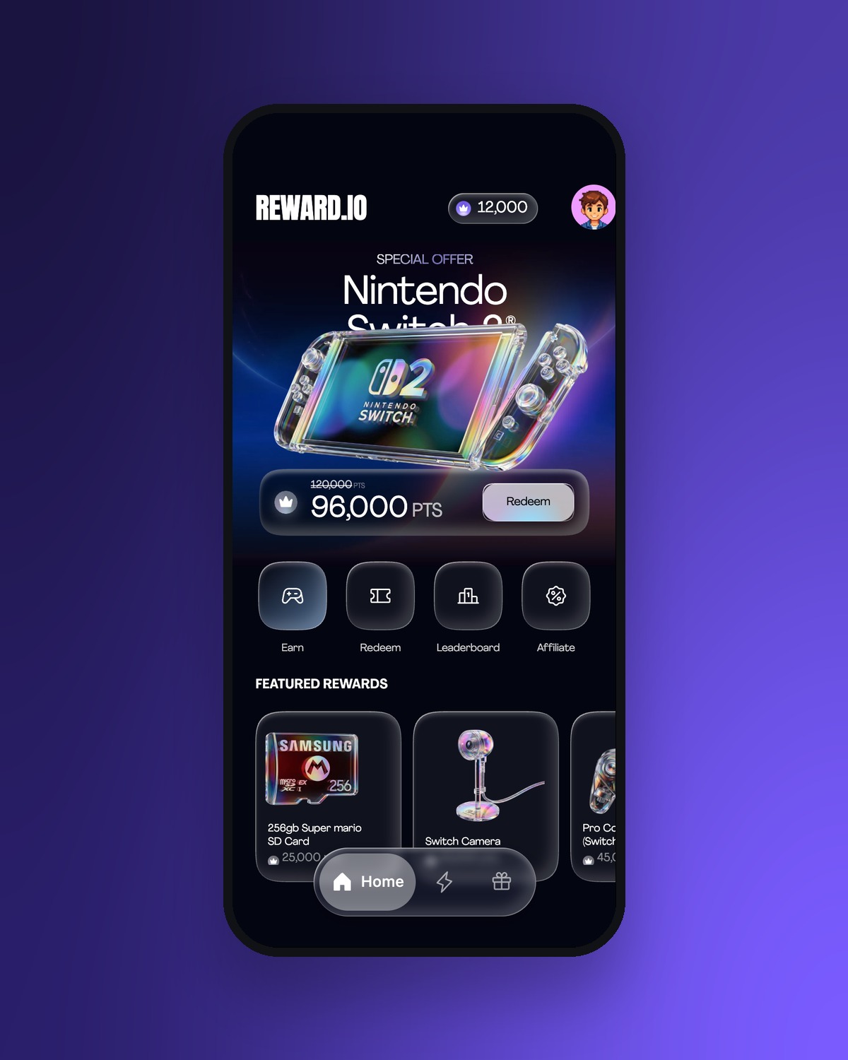 Reward IO app on an iPhone