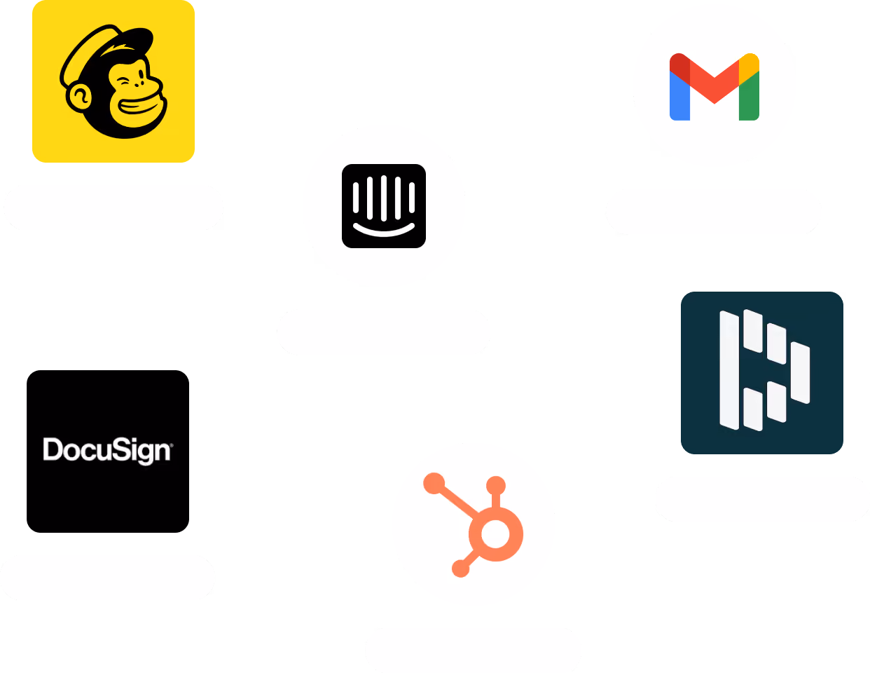 Images of tools namely, Intercom, Mailchimp, Gmail, DocuSign etc. 