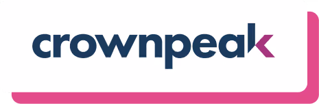 Crownpeak brand name text logo in dark blue and purple on white background.