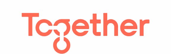 The word 'Together' in red, with a stylized keyhole integrated into the letter 'o'.