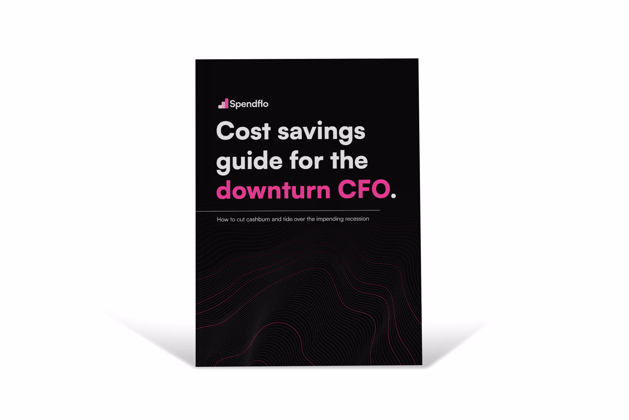 Book cover titled Cost savings guide for the downturn CFO by Spendflo on a black background.