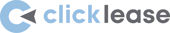 Clicklease logo with stylized blue C and black and blue text.