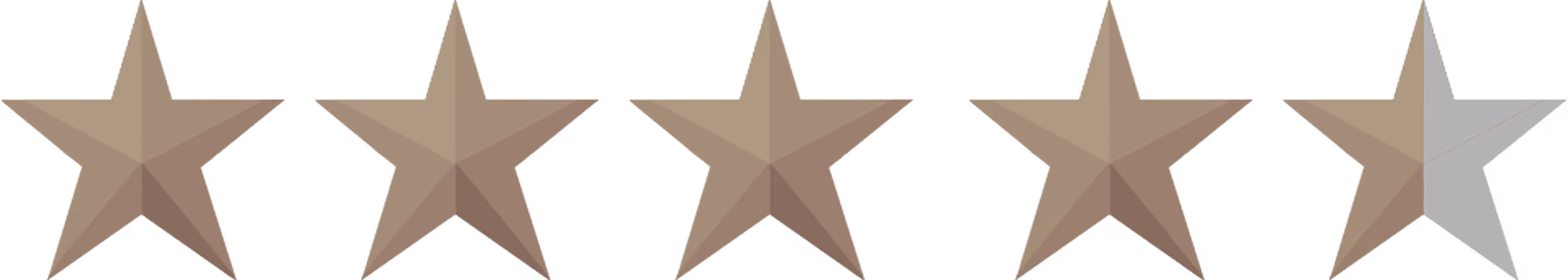 Four and a half out of five stars rating graphic in brown and gray.