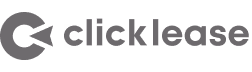 Clicklease logo with a stylized orange and gray connected shapes icon.