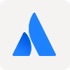 Blue stylized letter A logo on a light gray background.