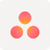 Three gradient orange and pink circles arranged in a triangle on a light gray background.