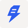 Blue stylized lightning bolt icon with two horizontal white lines on a gray background.