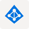Azure logo with white nodes connected within a tilted blue square.