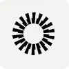 Black circular loading spinner with alternating thick and thin bars on gray background.