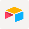 Airtable logo with yellow diamond, red triangle, and blue parallelogram shapes.
