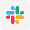 Slack logo with multicolored intersecting shapes on a light background.