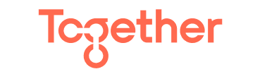The word 'Together' in bold red letters with a stethoscope integrated into the design.