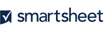 Smartsheet company logo with text in blue and black colors.