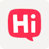 Red speech bubble with white text saying 'Hi' in lowercase and uppercase letters.