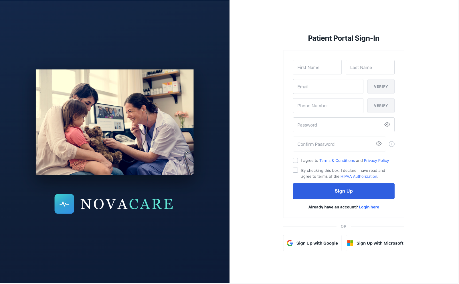 NovaCare — patient login