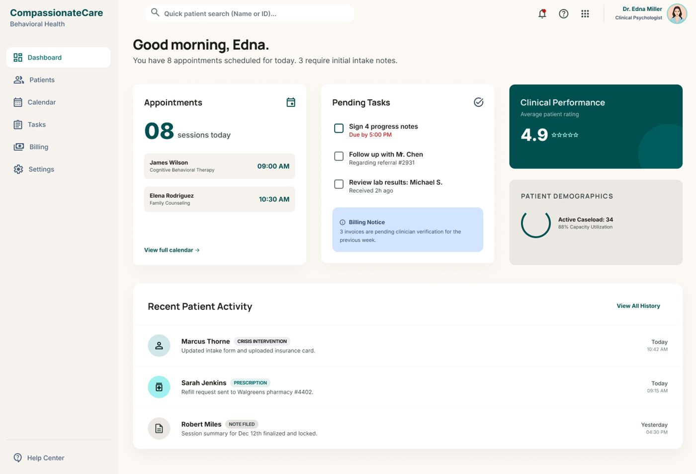 Clinician dashboard built on Blaze