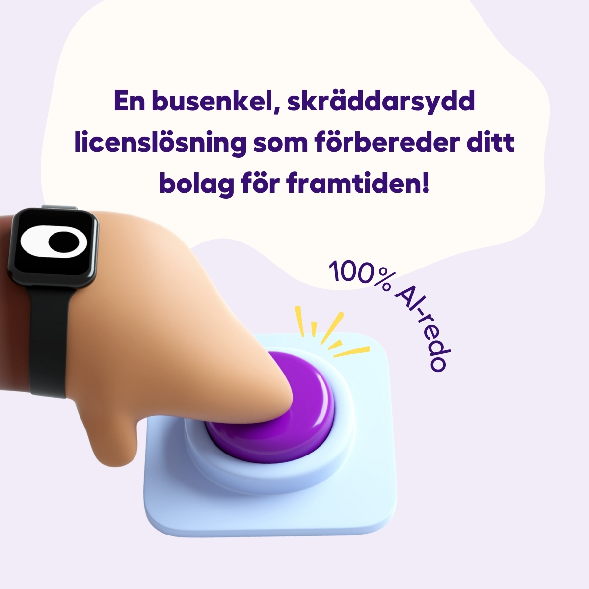 AI-redo med Asedo: hand trycker på en knapp