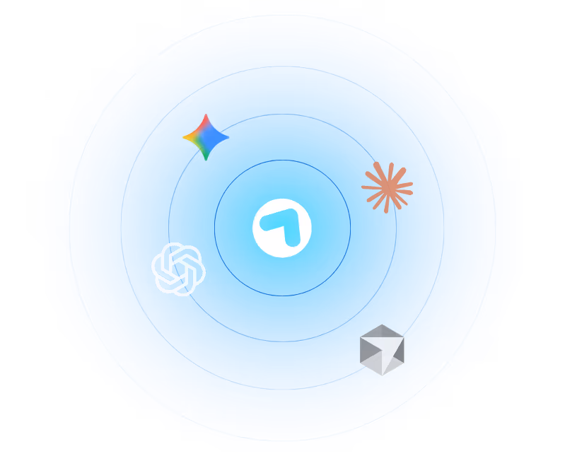 Logos of AI Assistants around Tracxn logo