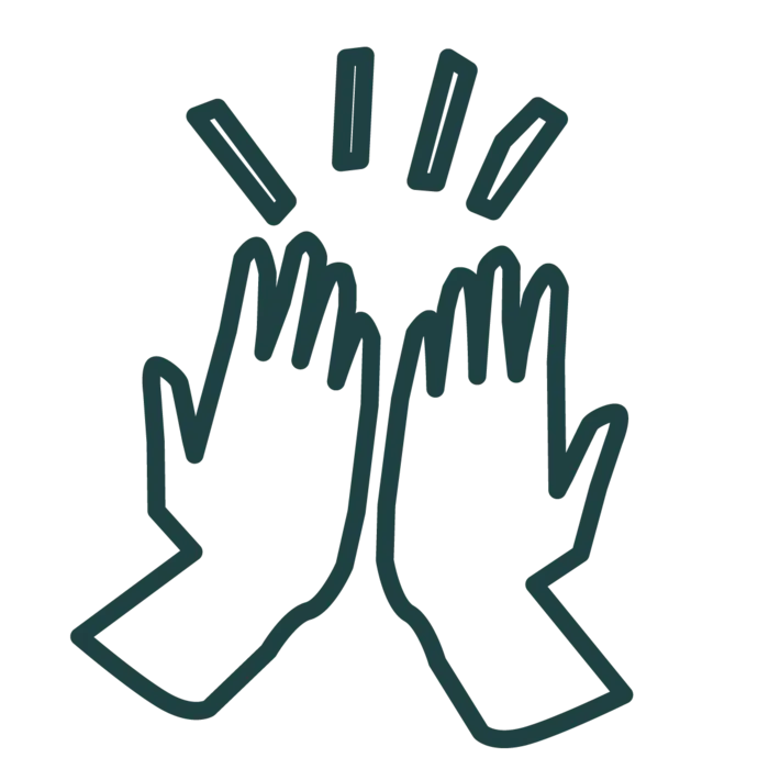 Illustration zweier erhobener Hände, die einen High-Five geben.