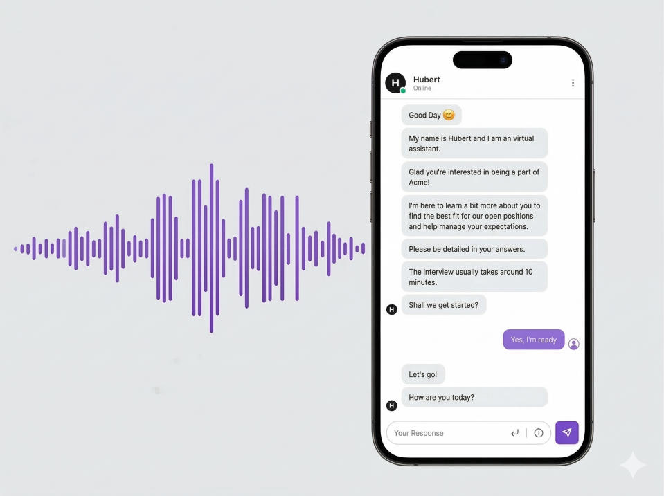 Hubert recruiter dashboard showing scored candidate shortlist