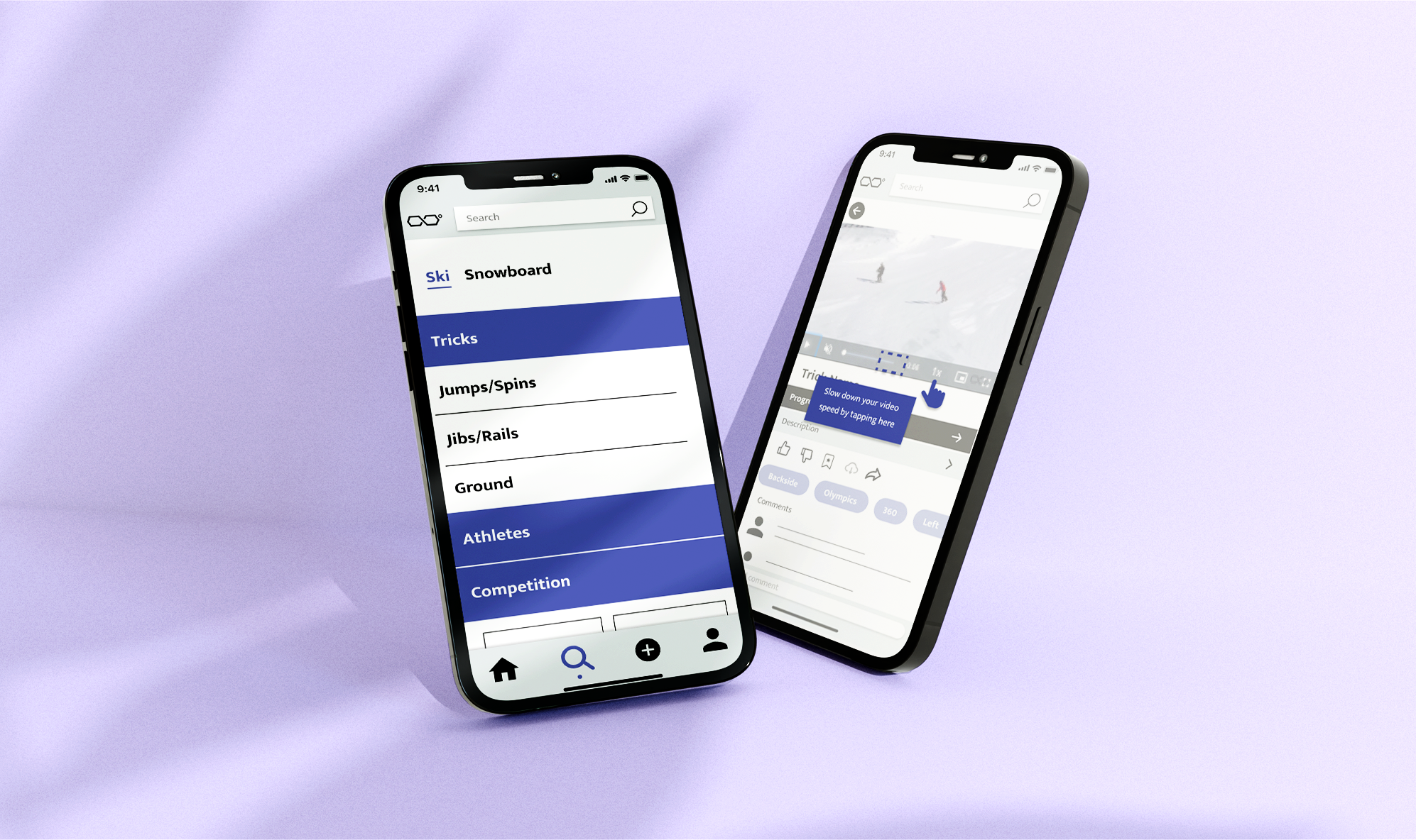 two phones on a purple background