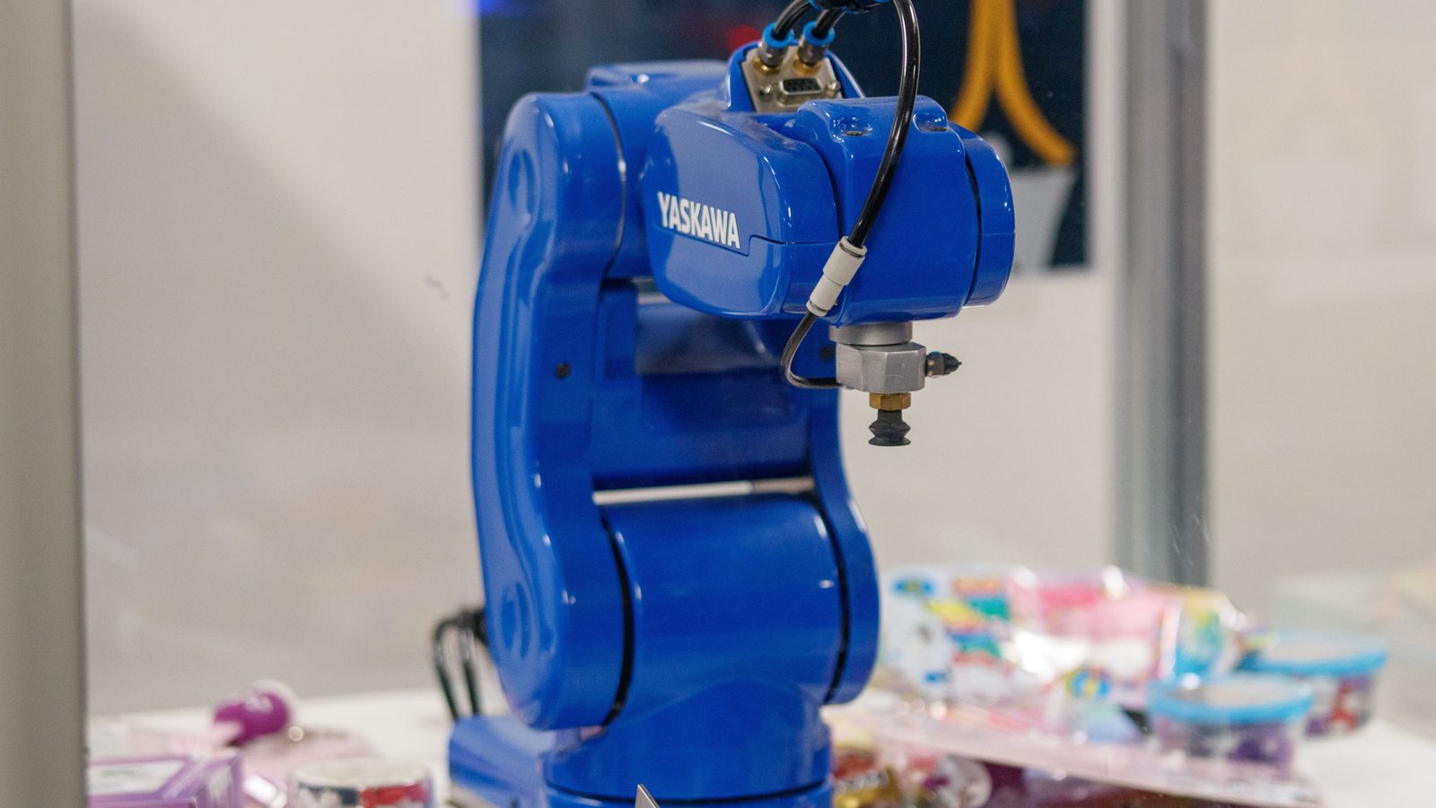 Robotic arm factory automation close up.