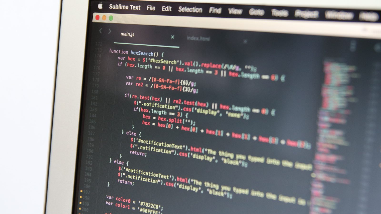 Computer code screen statistics.
