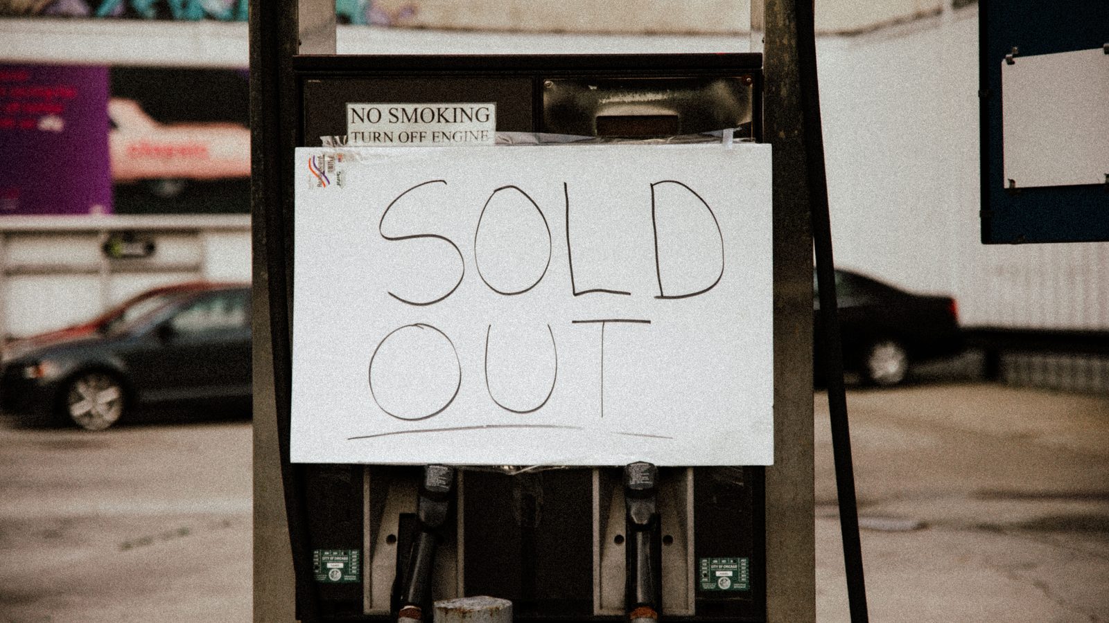 Sold out sign shop window.