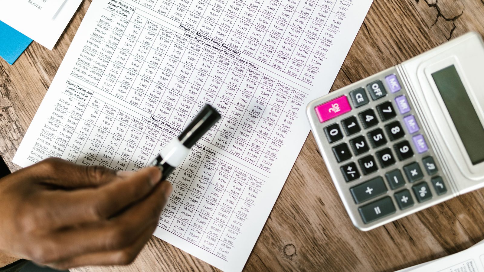 Calculator spreadsheet printed numbers.