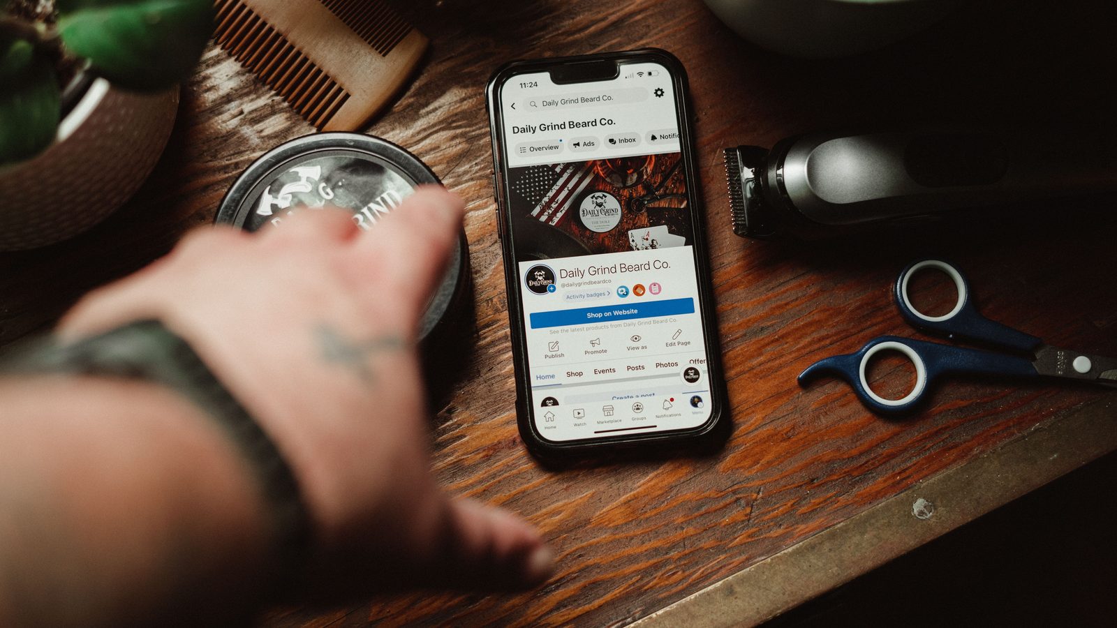 Social media ads phone screen marketing.