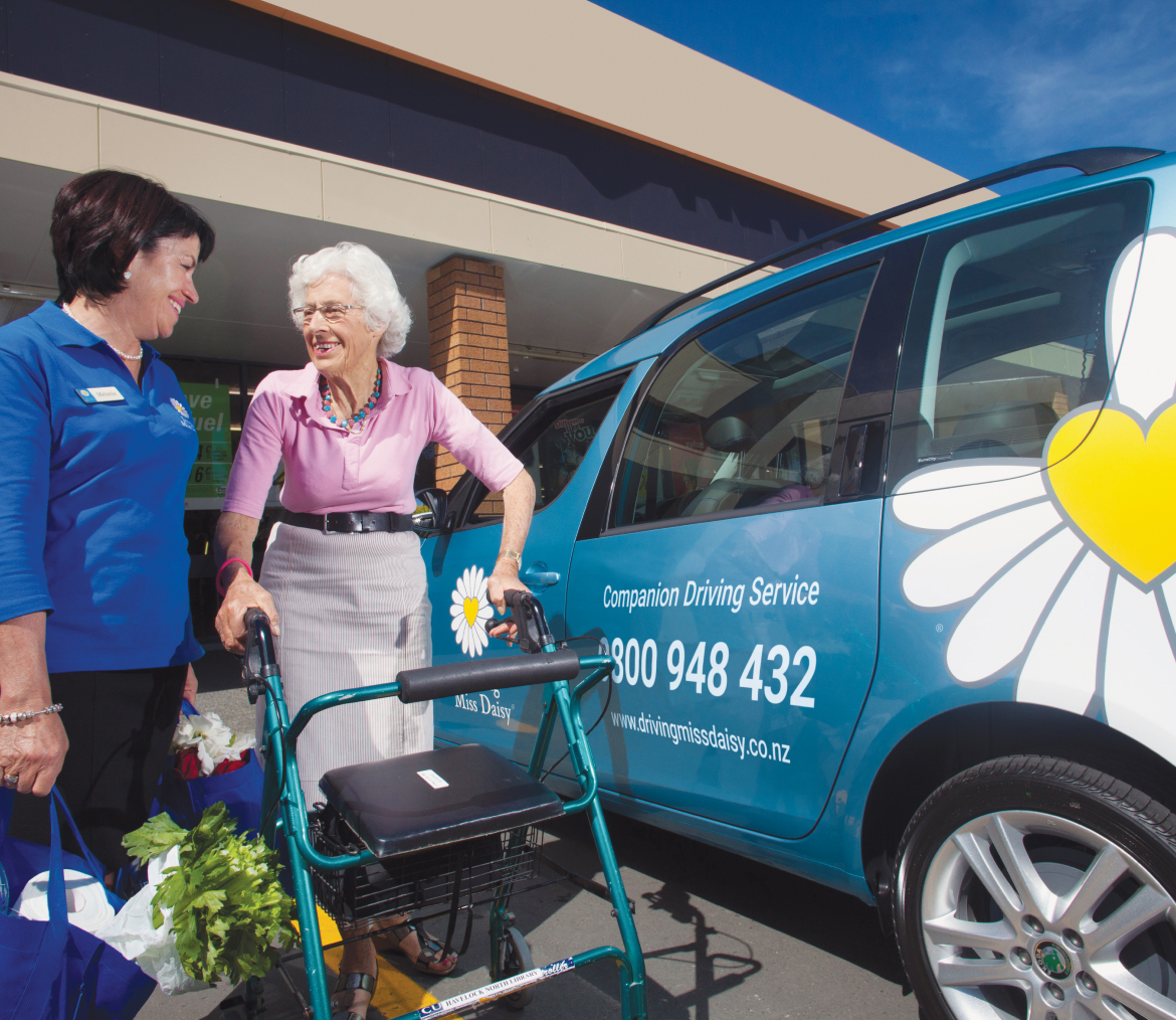 Driving Miss Daisy driver helping customer