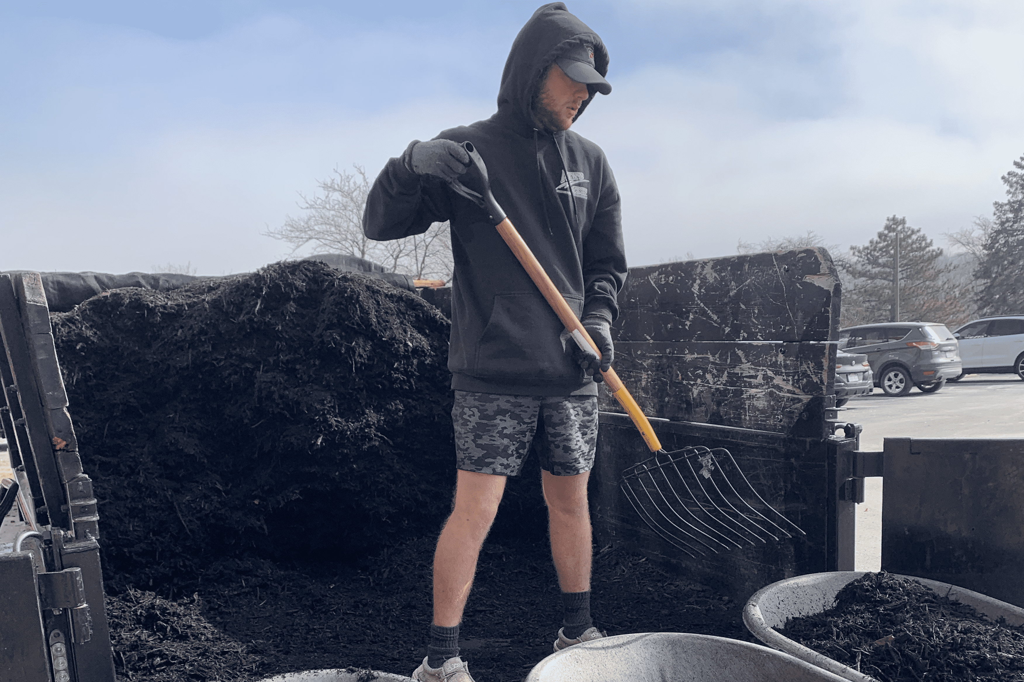 Nick's Lawn Care mulch installation project in Omaha, NE