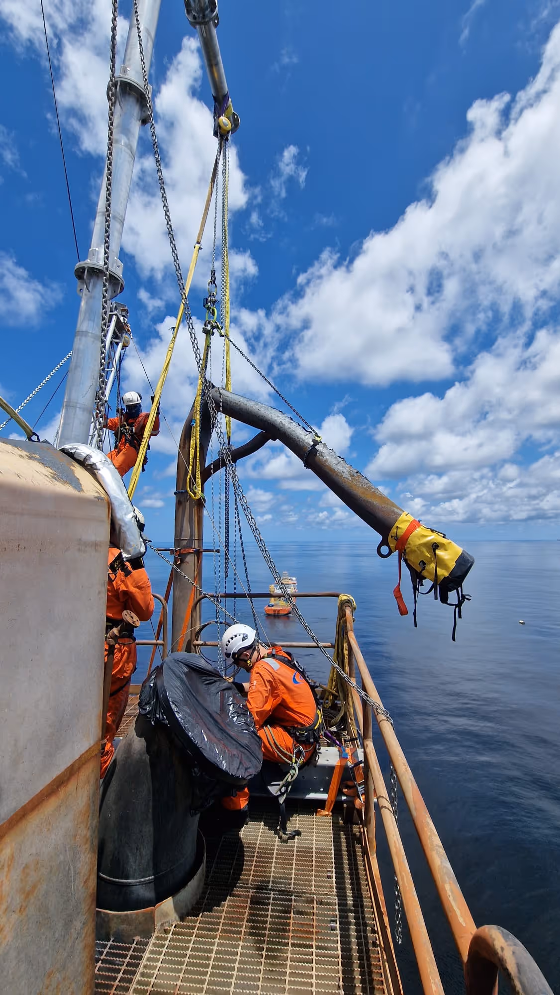 The davits at the BBLT platform were removed during the same shutdown to prevent future dropped objects.